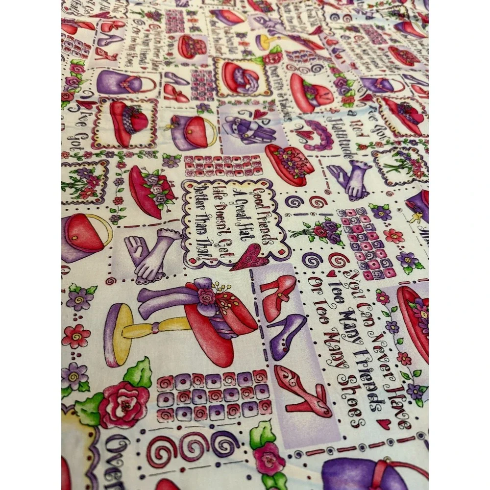 Vintage‎ Dianna Marcum Hats Friends Shoes Ladies Lunch Cotton Fabric 45